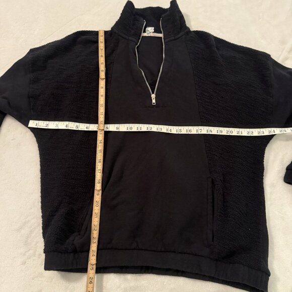 Glyder Complex Quarter Zip Black Pullover Boxy Terry Sweater Women’s XL - Picture 6 of 8